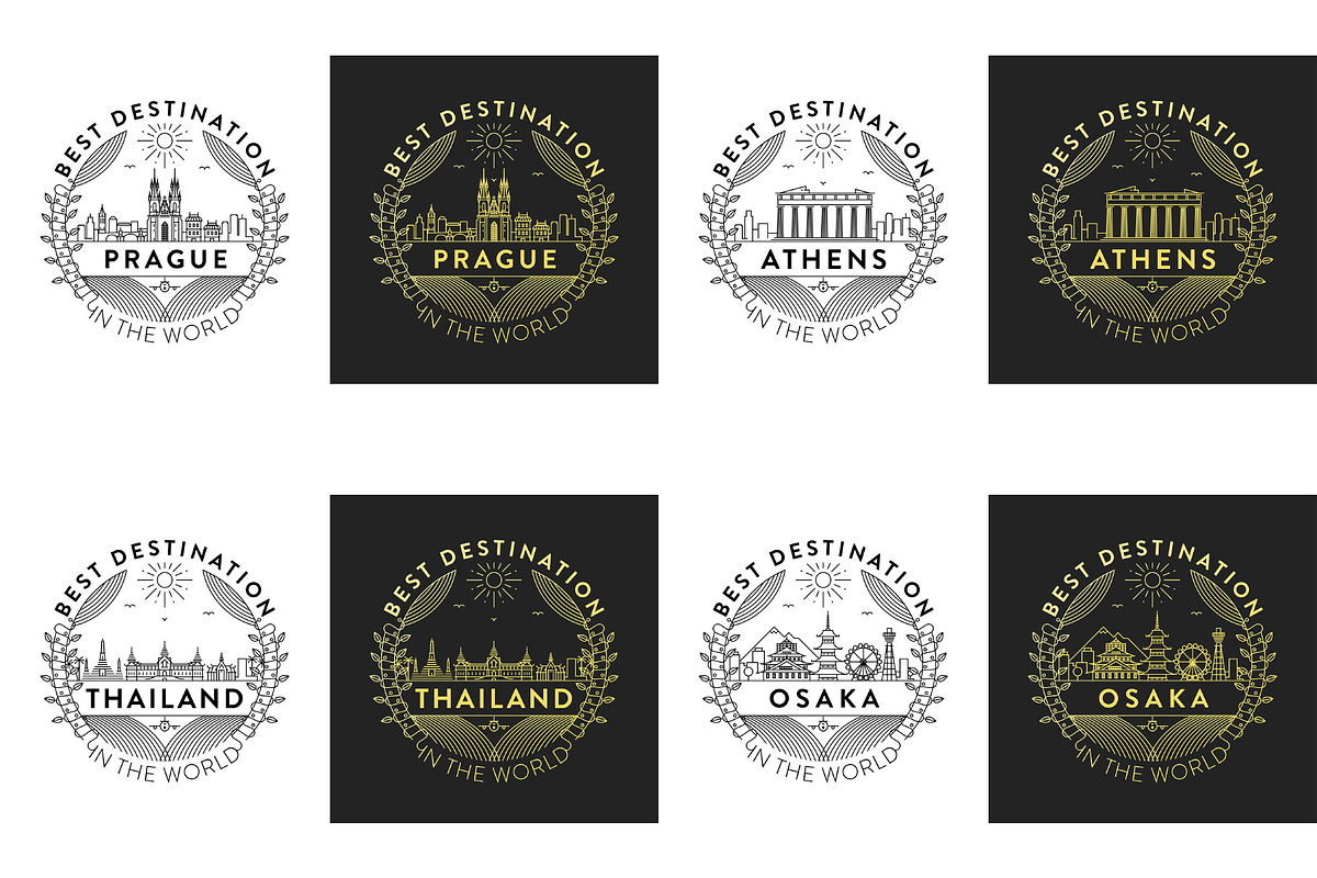 44 Linear City Badges, an Outline Icon by Kursat Unsal (Photo 24 of 25)