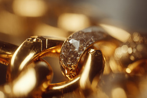 Close view of a gold chain link, a Photo by Beautiful things