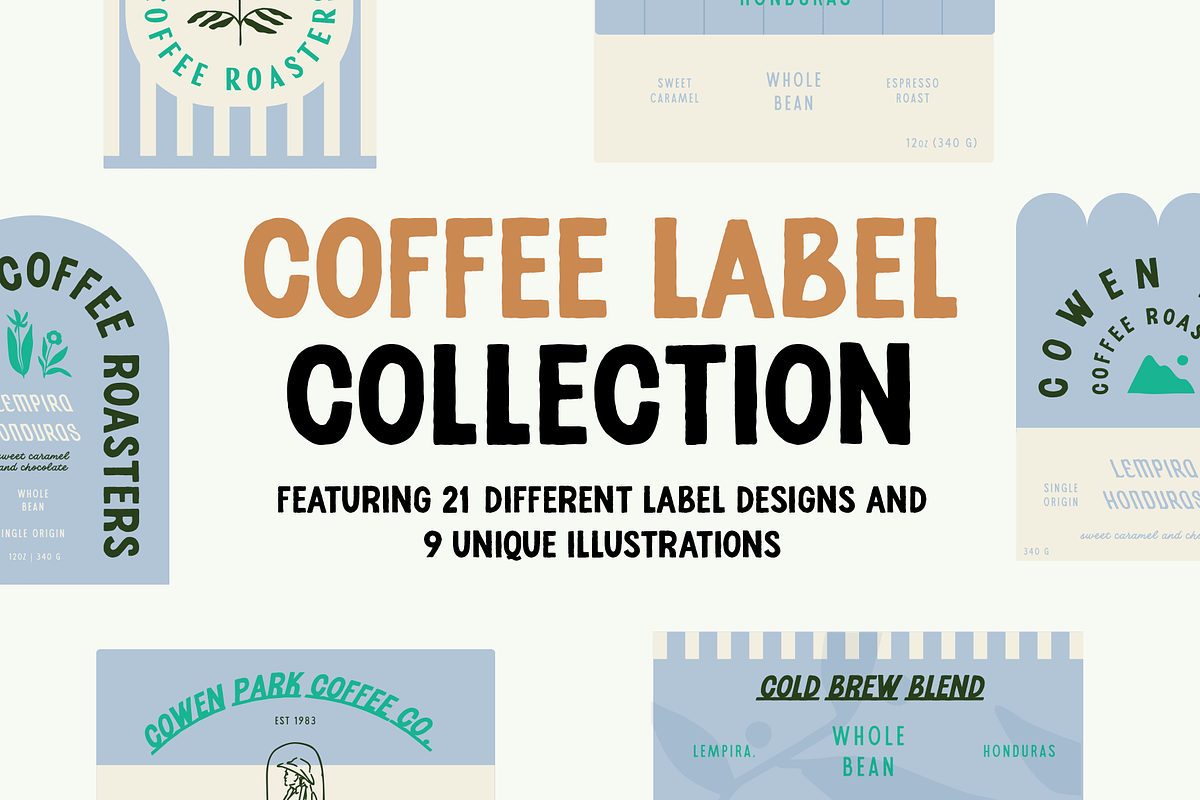 Coffee Bag Labels & Illustrations, a Graphic by Mere Hunter (Photo 1 of 6)