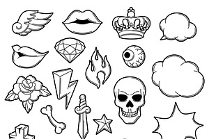 Set Of Retro Tattoo Symbols.