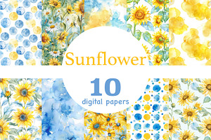 Sunflower Digital Paper Cottagecore, a Pattern Graphic by GlamArtZhanna