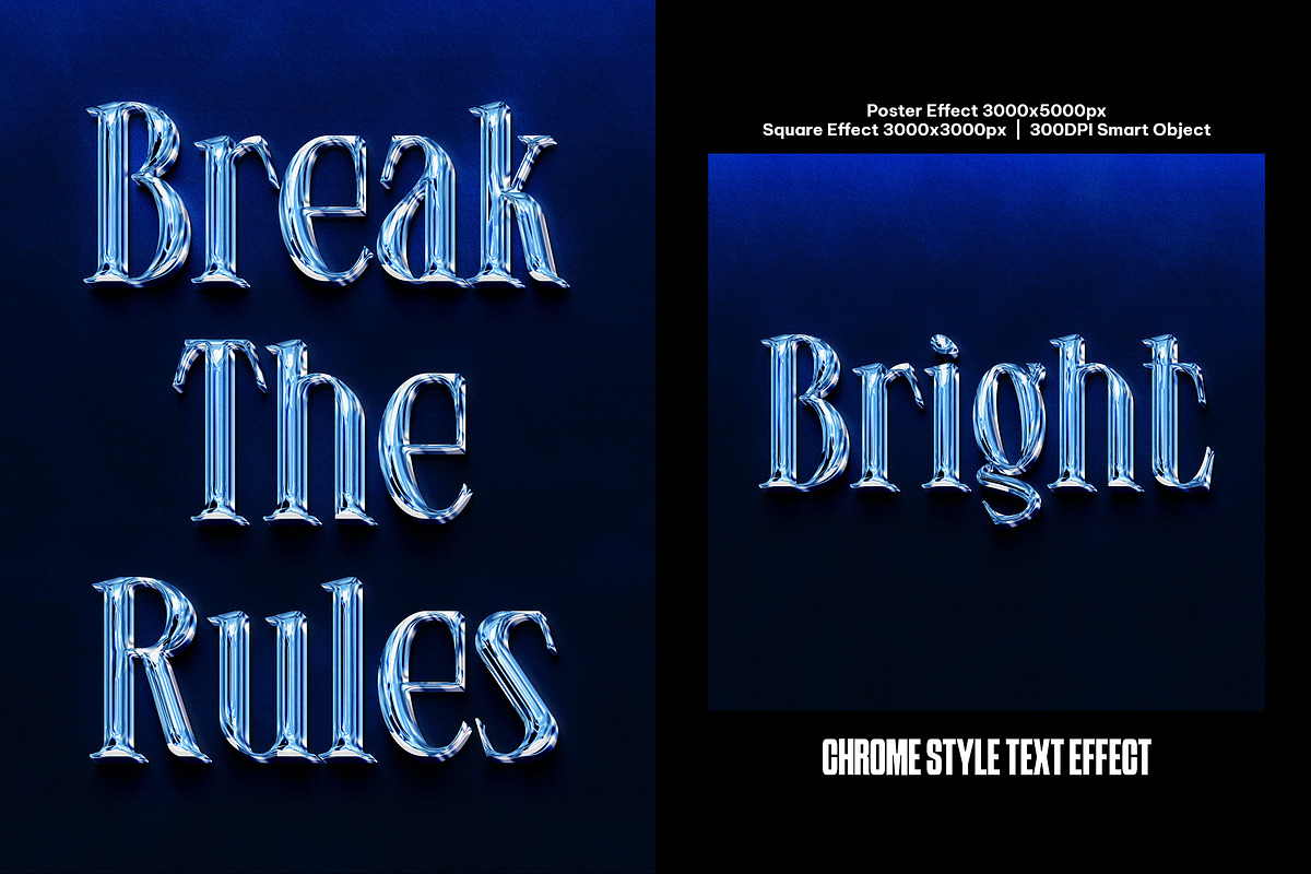 Chrome Style Square,Poster Text Eff, a Layer Style Add-On by iDoodle Studio (Photo 1 of 4)