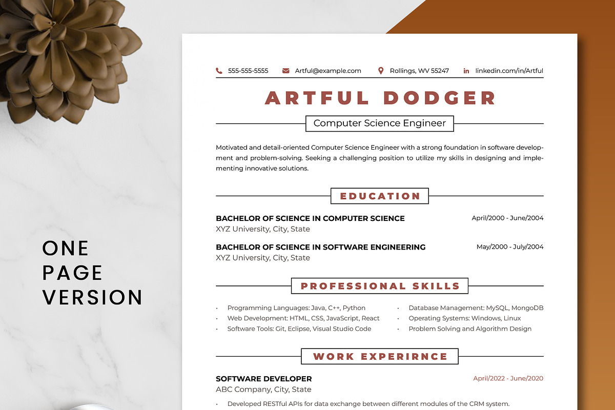 Computer Science Engineer Resume, a Resume Template by ResumeInventor (Photo 2 of 9)