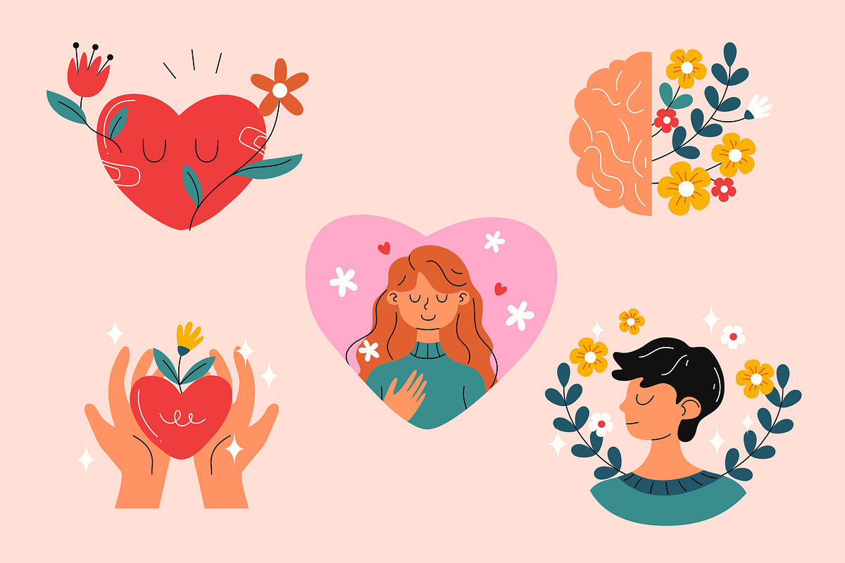 Pink Mental Health Illustration, a Healthcare Illustration by graphicook
