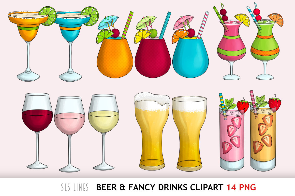 Beer & Fancy Drinks Clipart, a Food Illustration by SLS Lines (Photo 2 of 4)