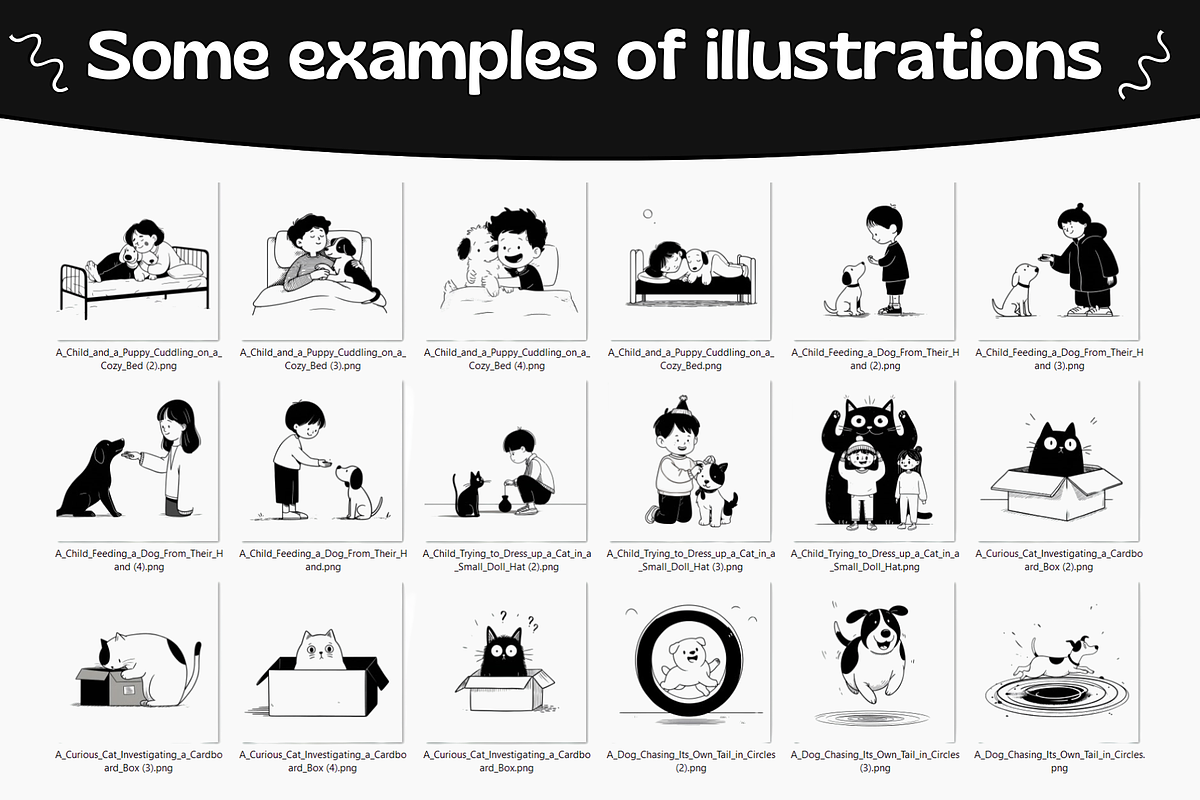 Notion style Cat & Dog Illustrations, an Animal Illustration by DaisyStudio (Photo 3 of 10)