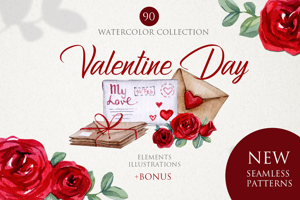 Watercolor Valentine Day Collection, a Food Illustration by S_ARTLOVE (Photo 1 of 10)