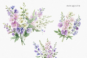 Watercolor Delphinium Bouquet, a Decorative Illustration by ThaismotaCreativeCo (Thumbnail 3 of 10)