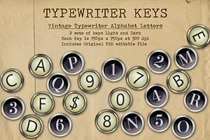 Typewriter Alphabet Vintage Keys