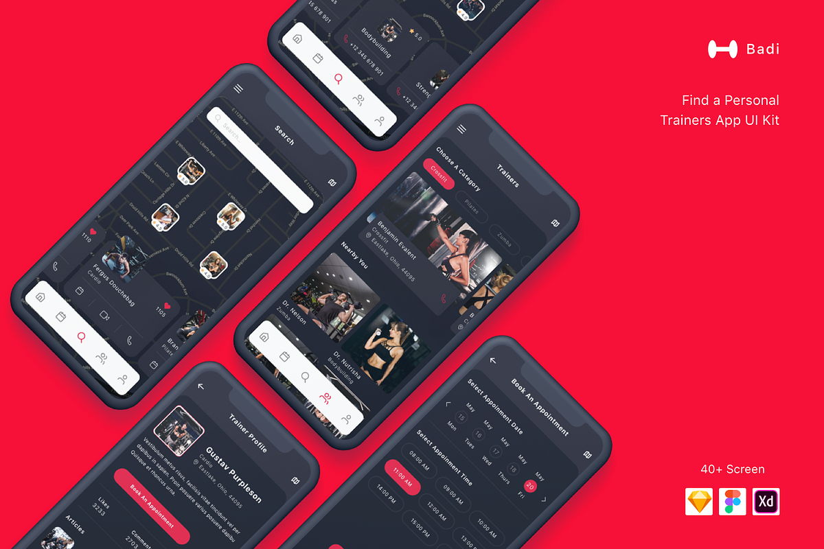 Badi - Find a Personal Trainers App, an UI Kit Template by Betush (Photo 1 of 6)