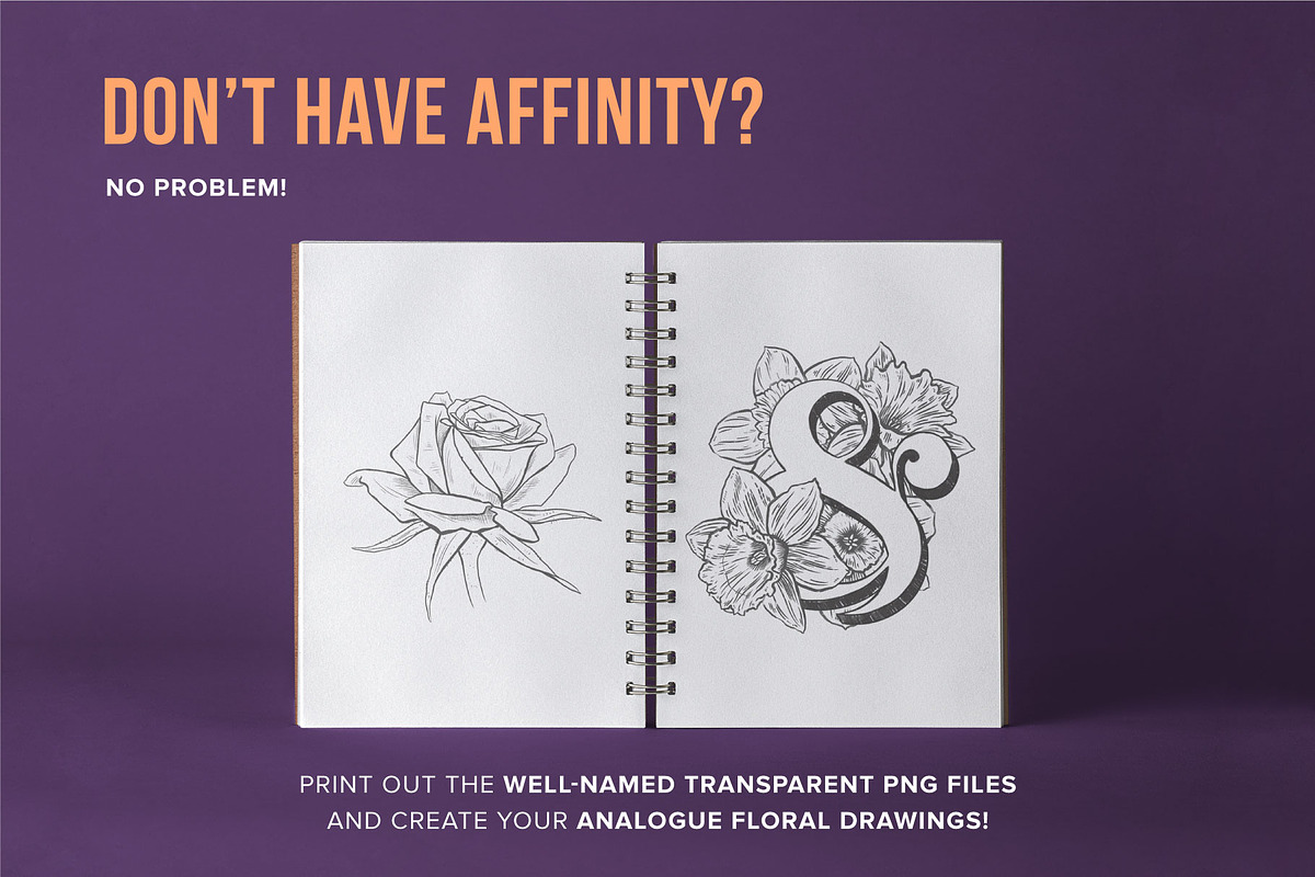 70 Flower Stamp Affinity Brushes, a Brush Add-On by Riveros Illustration (Photo 8 of 9)