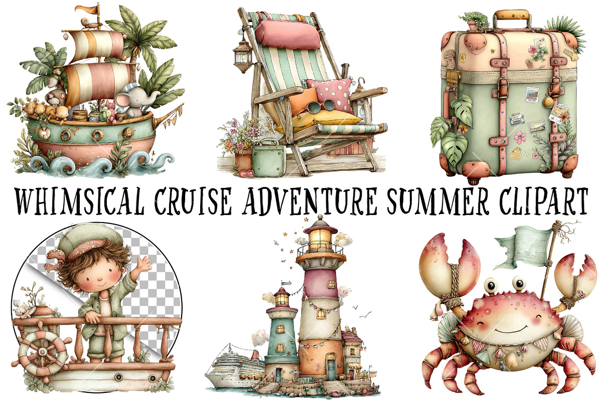 Cruise Adventure Summer Clipart, an Illustration by OK Design (Photo 2 of 6)