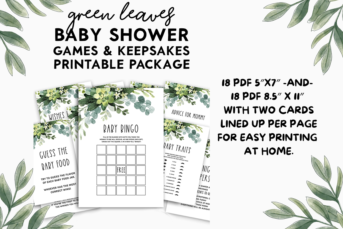 Green leaves baby shower Games, a Presentation Template by CELEBRATE LIFE (Photo 1 of 7)