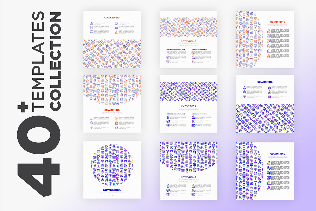 40 Coworking Templates / 16 Icons, a Flyer Template by Alex Blogoodf (Photo 4 of 13)