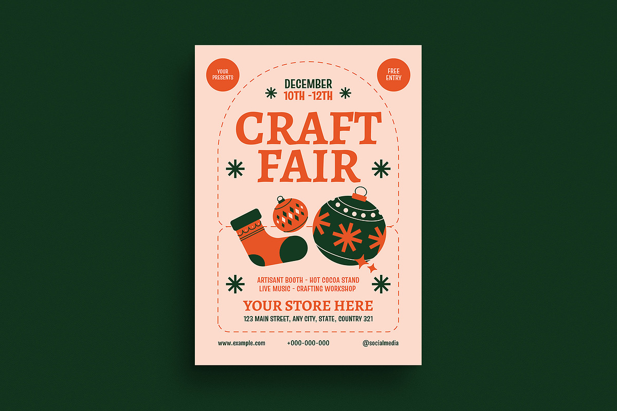Simple Christmas Craft Fair Flyer, a Flyer Template by VectorVactory (Photo 1 of 3)