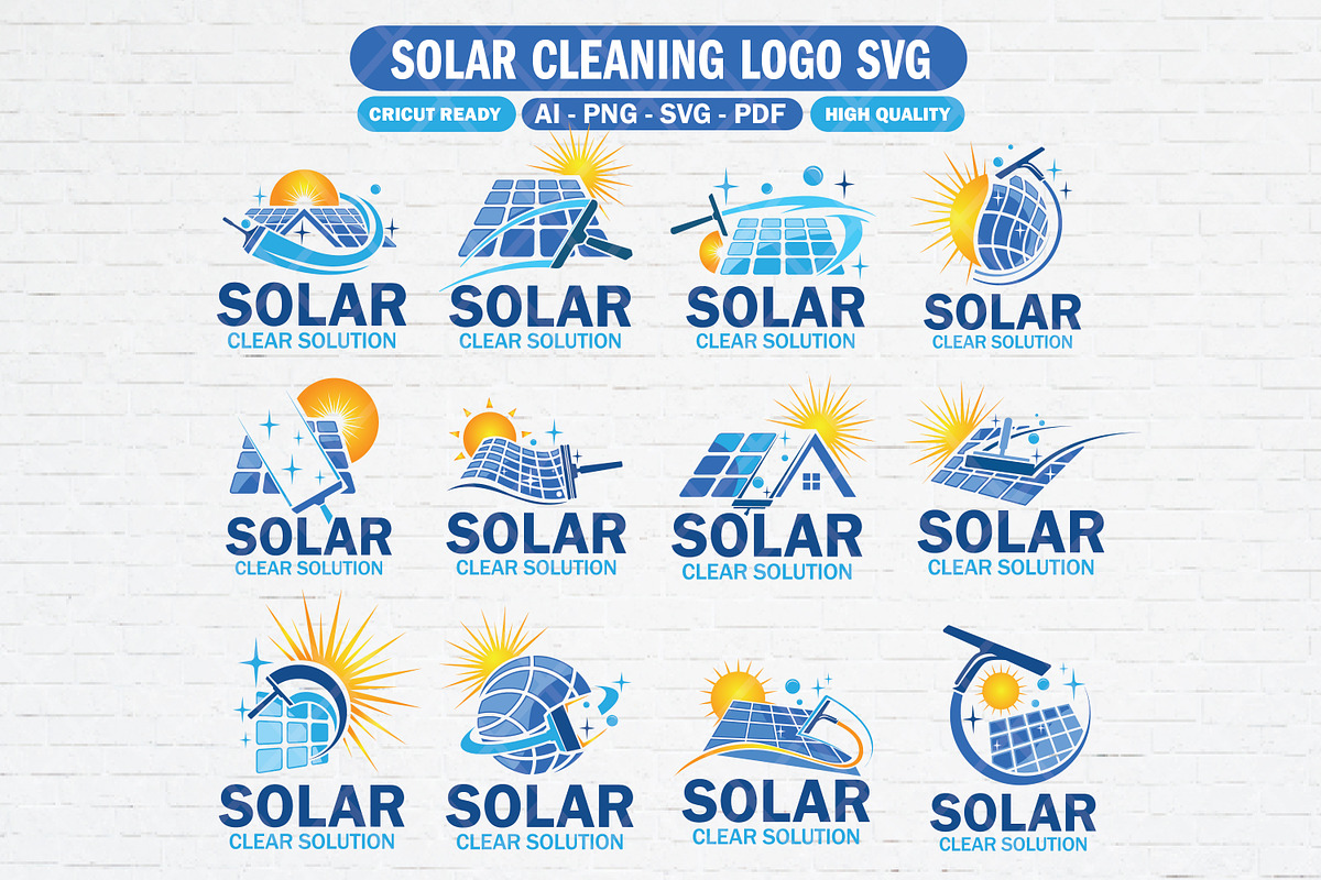 12 Solar cleaning logo SVG bundle, a Branding & Logo Template by Guavanaboy (Photo 1 of 3)