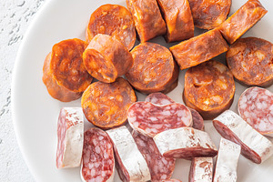 Assorted Spanish Chorizo and Fuet, a Food & Drink Photo by Alexander Prokopenko