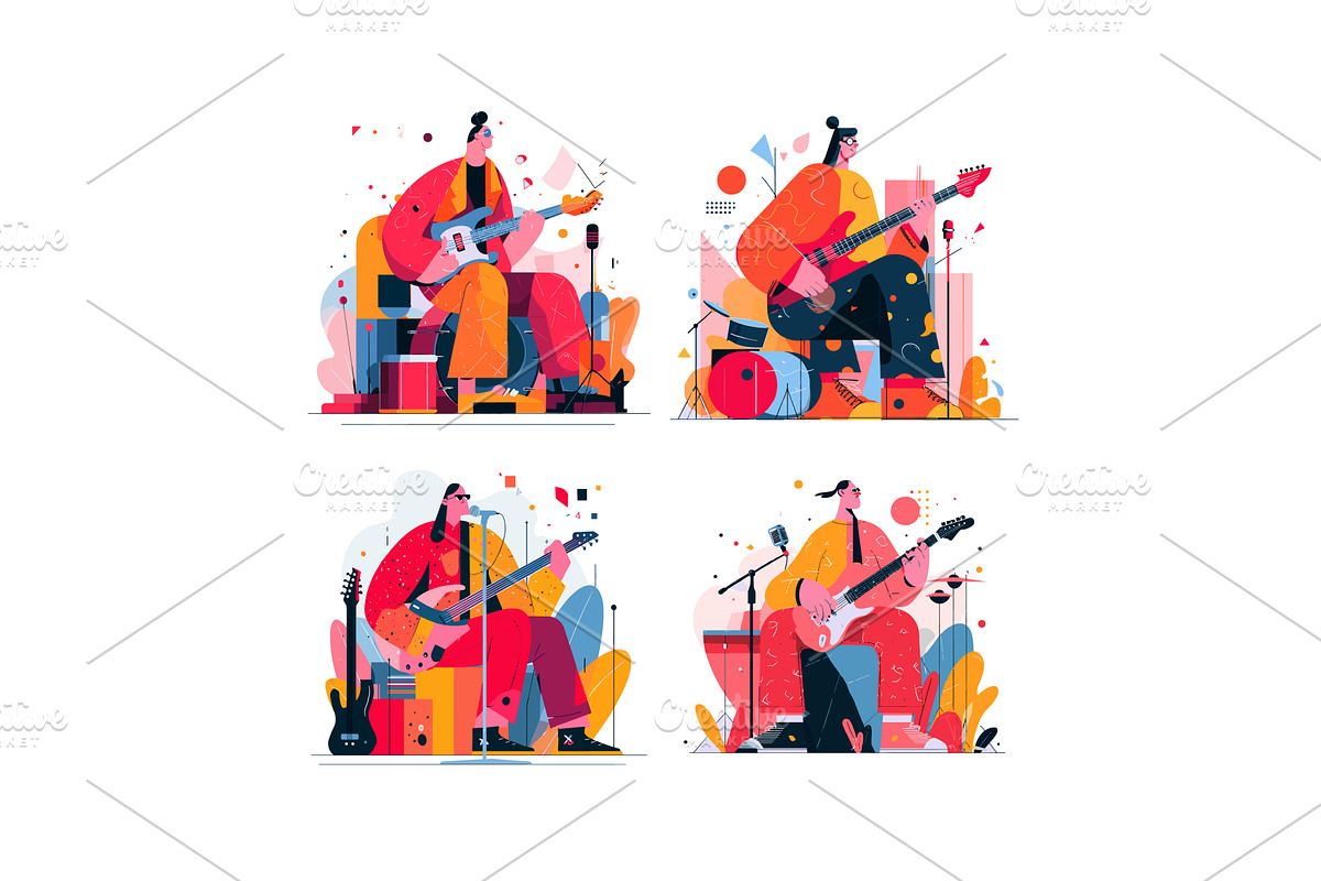 Person playing guitar memphis, a Person Illustration by Onyx