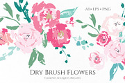 Pink Blush Flowers 'Dry Brush', a Decorative Illustration by GraphicsDish (Thumbnail 1 of 5)