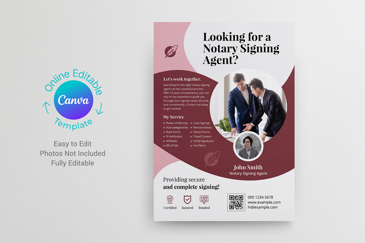 Notary service flyer canva template, a Flyer Template by DesignOriel