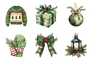 Christmas Green Clipart PNG Bundle, a Work Illustration by SinaCreation (Thumbnail 4 of 6)