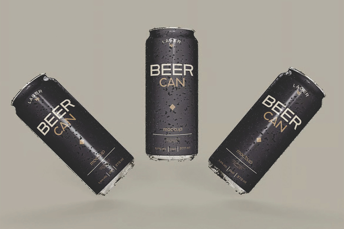 Beer or Soda Cans with Drops Mockup, an Advertising Mockup by skybluecreative (Photo 3 of 3)