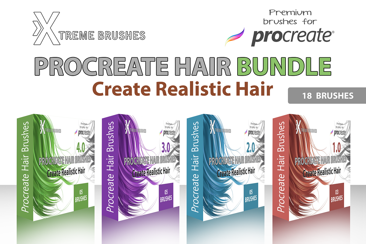 Procreate Hair Bundle, a Brush Add-On by Extreme Brushes