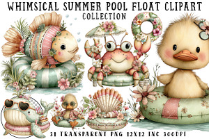 Whimsical Summer Pool Float Clipart, an Illustration by OK Design