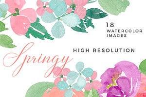 Spring Watercolour Flowers Clip Art