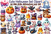 Cute Watercolor Halloween Set Clipar, an Illustration by Sublimation Artist (Thumbnail 1 of 6)