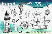 Nautical clip-art line-art graphic, an Animal Illustration by NATASHA CHU (Thumbnail 2 of 16)
