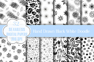 Hand Drawn Black White Doodle Patter, a Pattern Graphic by Wow Magic