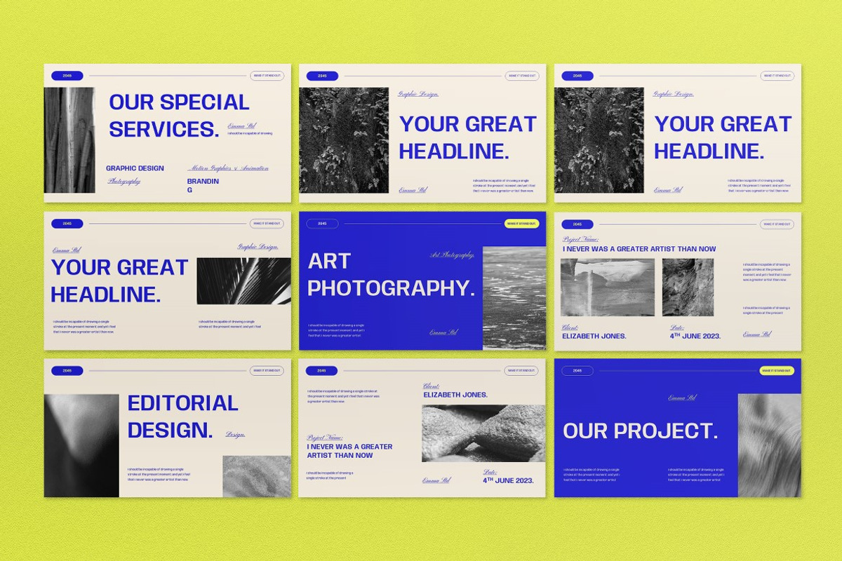 Cream Blue Minimalist Portfolio PPT, a Presentation Template by graphicook (Photo 5 of 8)