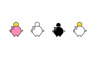 Cute piggy banks with coins in, a Finance Illustration by skripnikbb