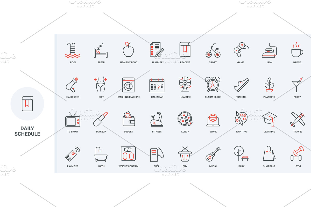 Daily life routine modern life icons, an Object Illustration by Lemberg Vector