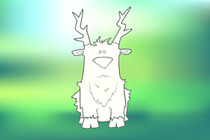 Hand-drawn sitting sad deer