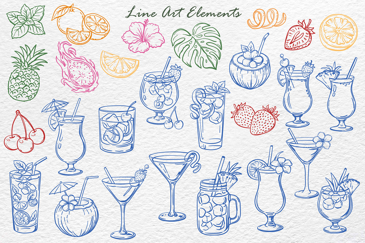Tropical Cocktails Clipart, an Object Illustration by Watercolor dreams (Photo 3 of 4)