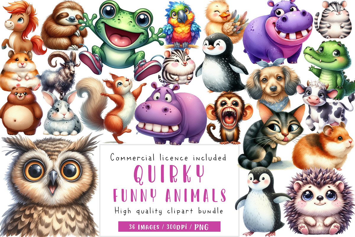 Quirky Funny Animals Sublimation, an Illustration by CreationArt (Photo 1 of 4)