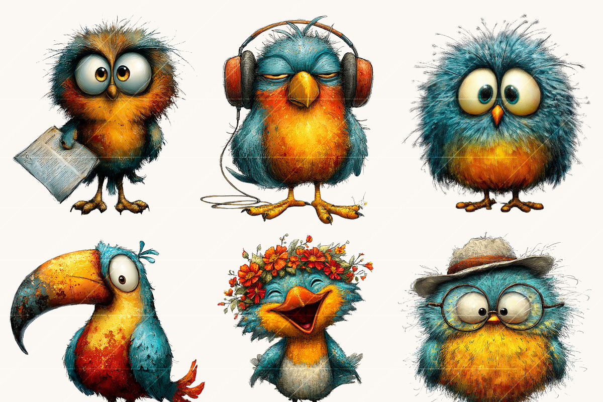 Whimsical Funny Birds Clipart, an Animal Illustration by Design Scotch (Photo 6 of 9)