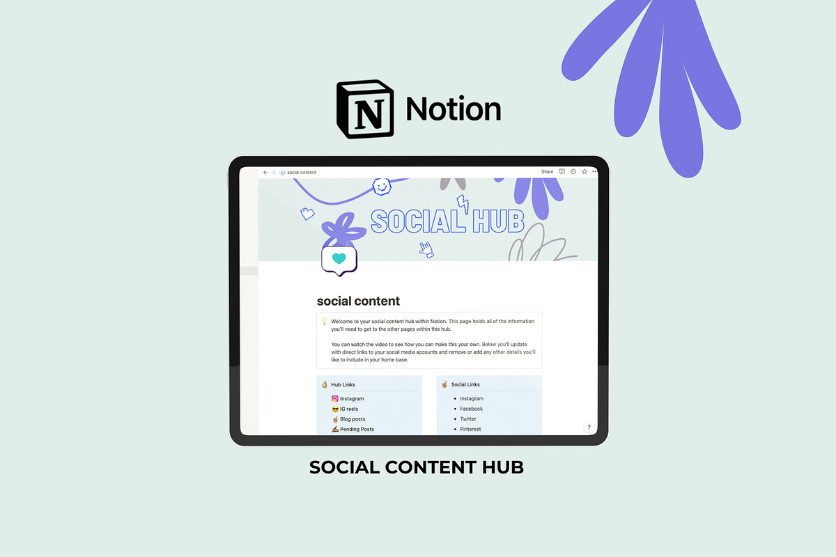 Social Content Hub for Notion, a Social Media Template by hello next brand (Photo 1 of 4)