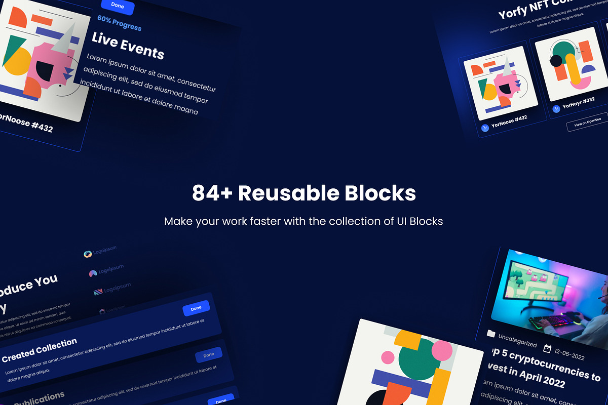 Yorfy NFT Portfolio Website UI Kit, a Templates & Theme by Streal Creative (Photo 4 of 7)