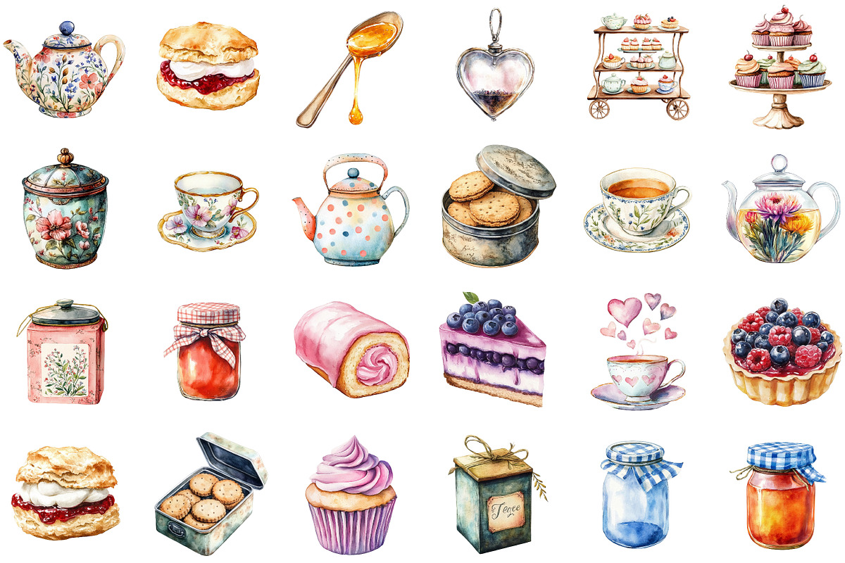Whimsical Hand-drawn Tea Party Clipa, an Illustration by Sublimation Artist (Photo 2 of 6)
