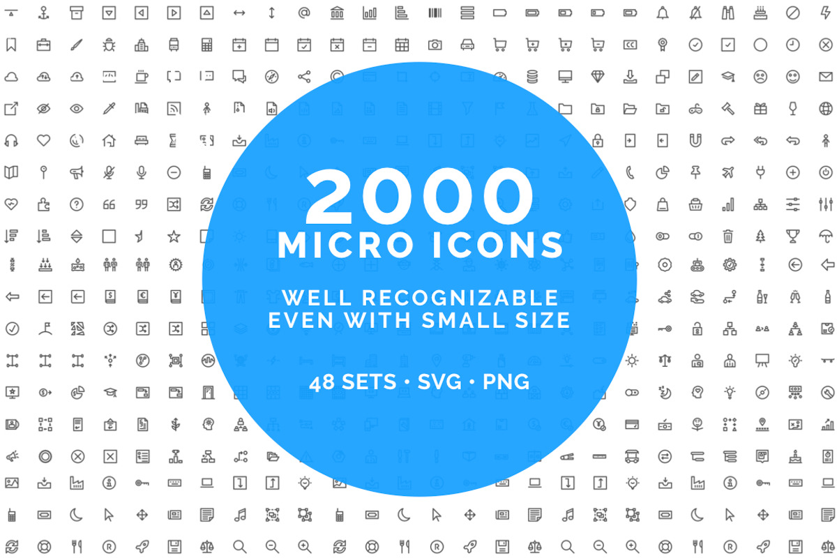 2000 MICRO ICONS for small GUI's, an Outline Icon by IconUncle (Photo 1 of 2)