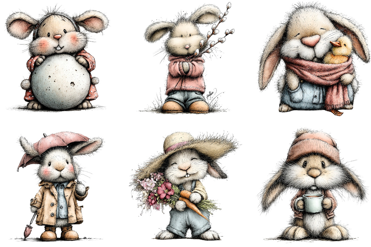 Whimsical Bunny Easter Clipart Bundl, an Illustration by Sublimation Artist (Photo 7 of 7)