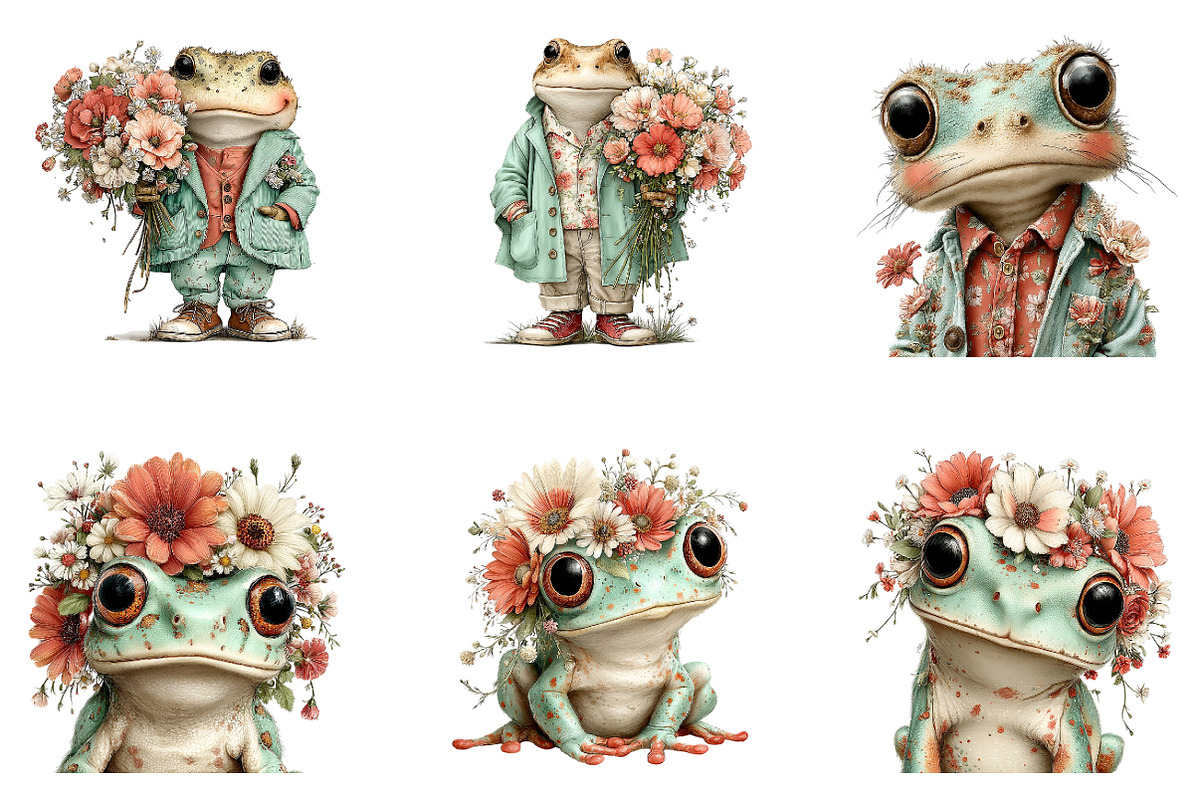 Whimsical Summer Frog Clipart, an Illustration by CreationArt (Photo 7 of 7)