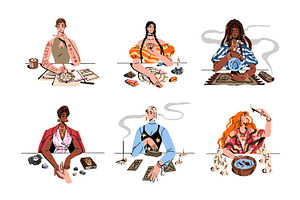Women fortune tellers set + posters, a Person Illustration by PaperTrident