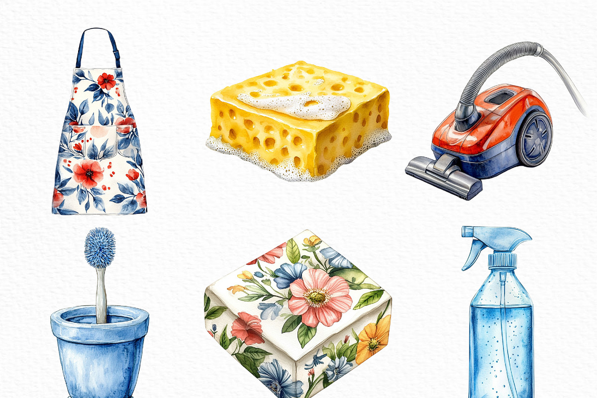 Watercolor Housekeeping Clipart, an Illustration by Craft Nest (Photo 5 of 6)