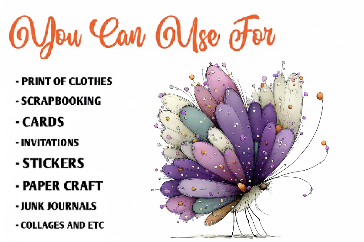 Whimsical Butterfly Clipart, an Illustration by CreationArt (Photo 2 of 7)