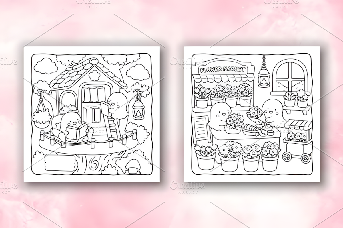 Little Spooky Cozy Coloring Pages, a Seasonal Illustration by Coco Bloom (Photo 2 of 4)