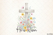 He is Risen Easter Floral Cross PNG, an Illustration by Libby Wishes (Thumbnail 1 of 6)